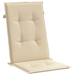 Garden Highback Chair Cushions 4 pcs Beige 120x50x3 cm Fabric