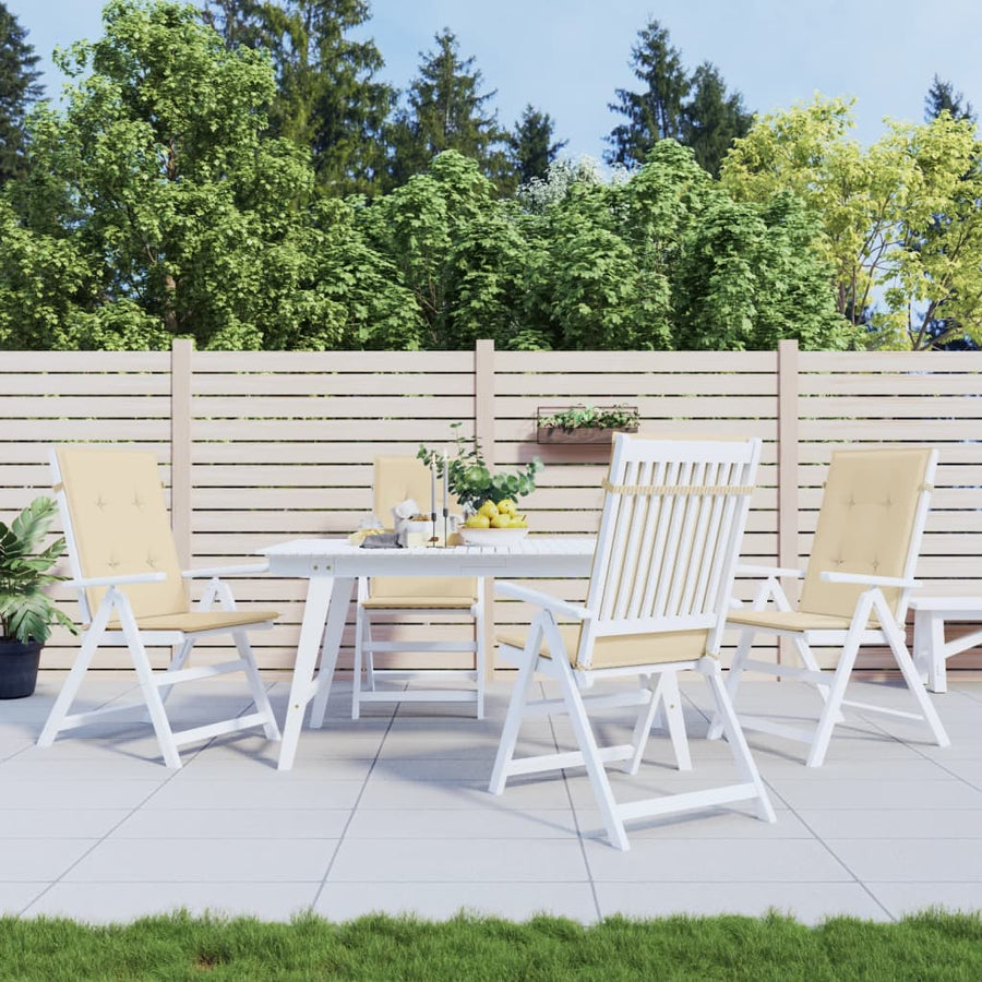 Garden Highback Chair Cushions 4 pcs Beige 120x50x3 cm Fabric