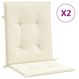 Garden Lowback Chair Cushions 2 pcs Cream 100x50x3 cm Oxford Fabric - Front View