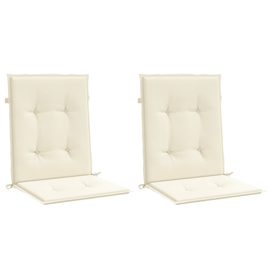 Garden Lowback Chair Cushions 2 pcs Cream 100x50x3 cm Oxford Fabric