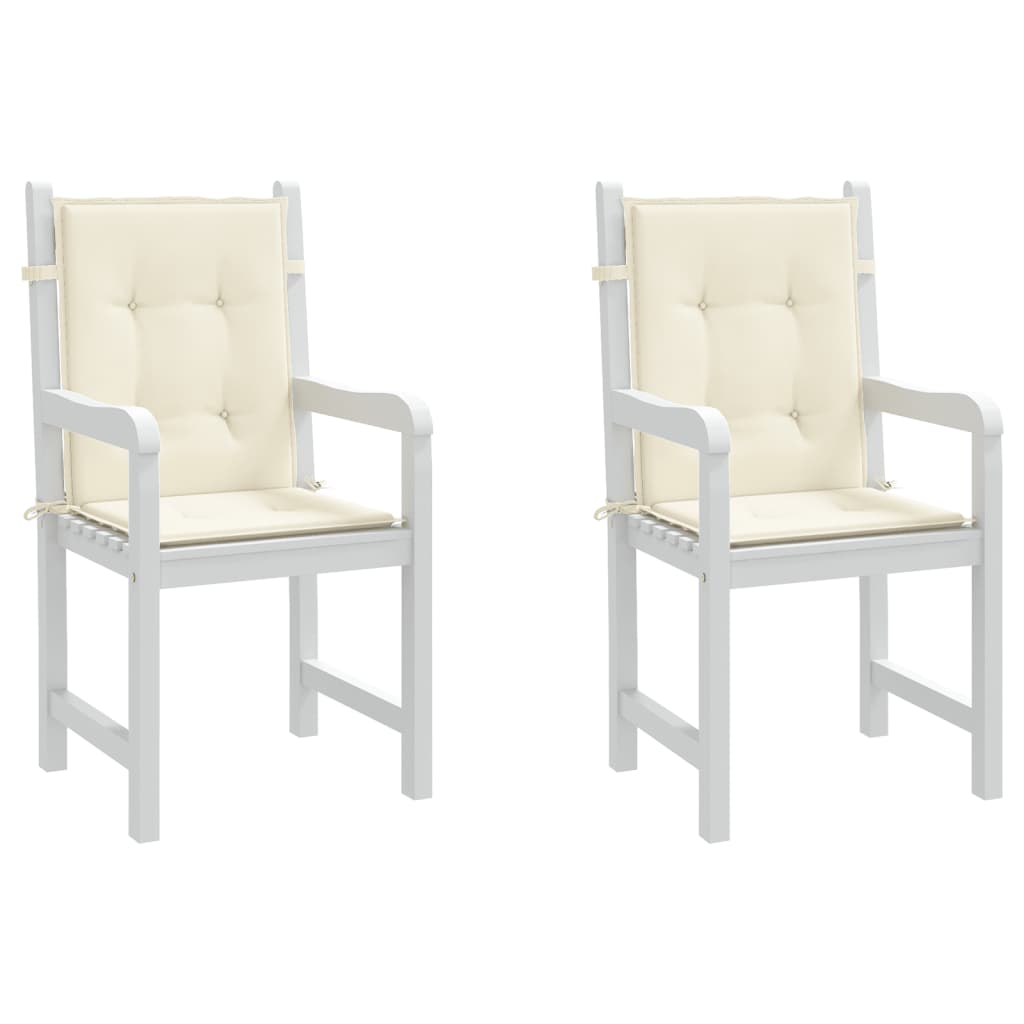 Garden Lowback Chair Cushions 2 pcs Cream 100x50x3 cm Oxford Fabric