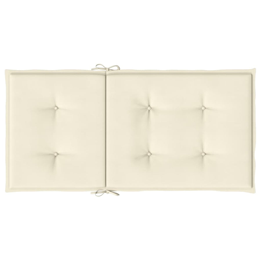 Garden Lowback Chair Cushions 2 pcs Cream 100x50x3 cm Oxford Fabric