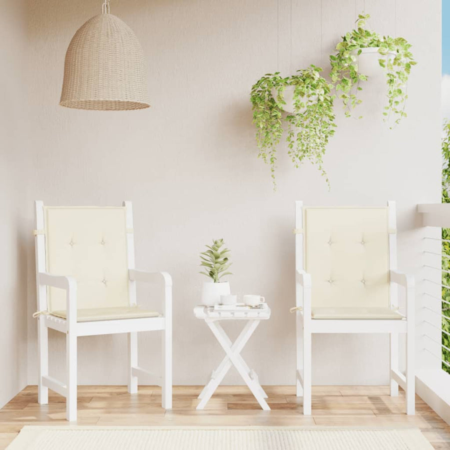 Garden Lowback Chair Cushions 2 pcs Cream 100x50x3 cm Oxford Fabric