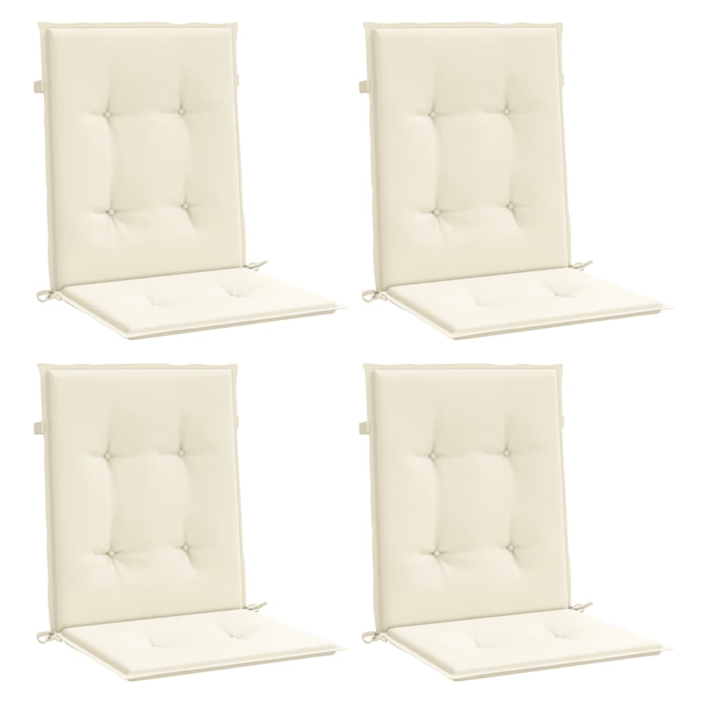 Garden Lowback Chair Cushions 4 pcs Cream 100x50x2 cm Oxford Fabric