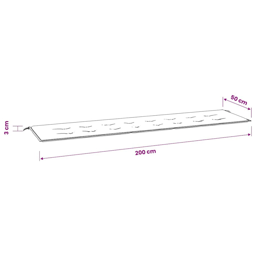 Garden Bench Cushion Grey 200x50x3 cm Oxford Fabric