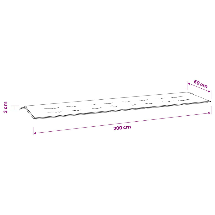 Garden Bench Cushion Taupe 200x50x3 cm Oxford Fabric