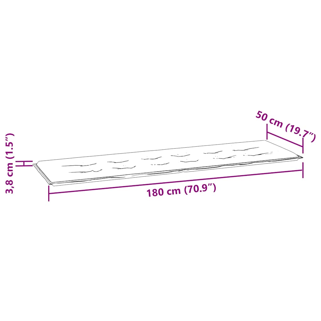 Garden Bench Cushion Taupe 180x50x3 cm Oxford Fabric