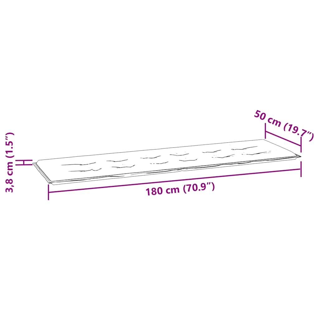Garden Bench Cushion Taupe 180x50x4 cm Oxford Fabric