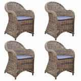 Outdoor Chairs 4 pcs with Cushions Natural Rattan