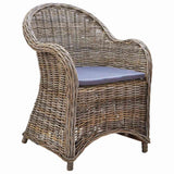 Outdoor Chairs 4 pcs with Cushions Natural Rattan - Front View