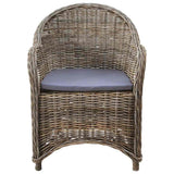 Outdoor Chairs 4 pcs with Cushions Natural Rattan - Side View