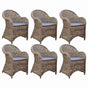 Outdoor Chairs 6 pcs with Cushions Natural Rattan