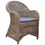 Outdoor Chairs 6 pcs with Cushions Natural Rattan