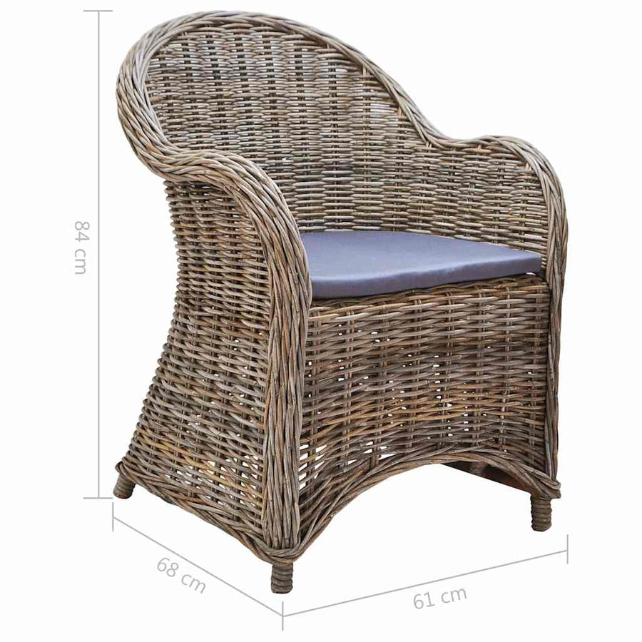 Outdoor Chairs 6 pcs with Cushions Natural Rattan