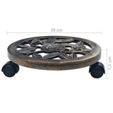 Plant Trolleys 6 pcs Bronze 30 cm Plastic - 45-Degree Angle