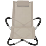 Outdoor Geometrical Sun Lounger Steel Cream - Front View