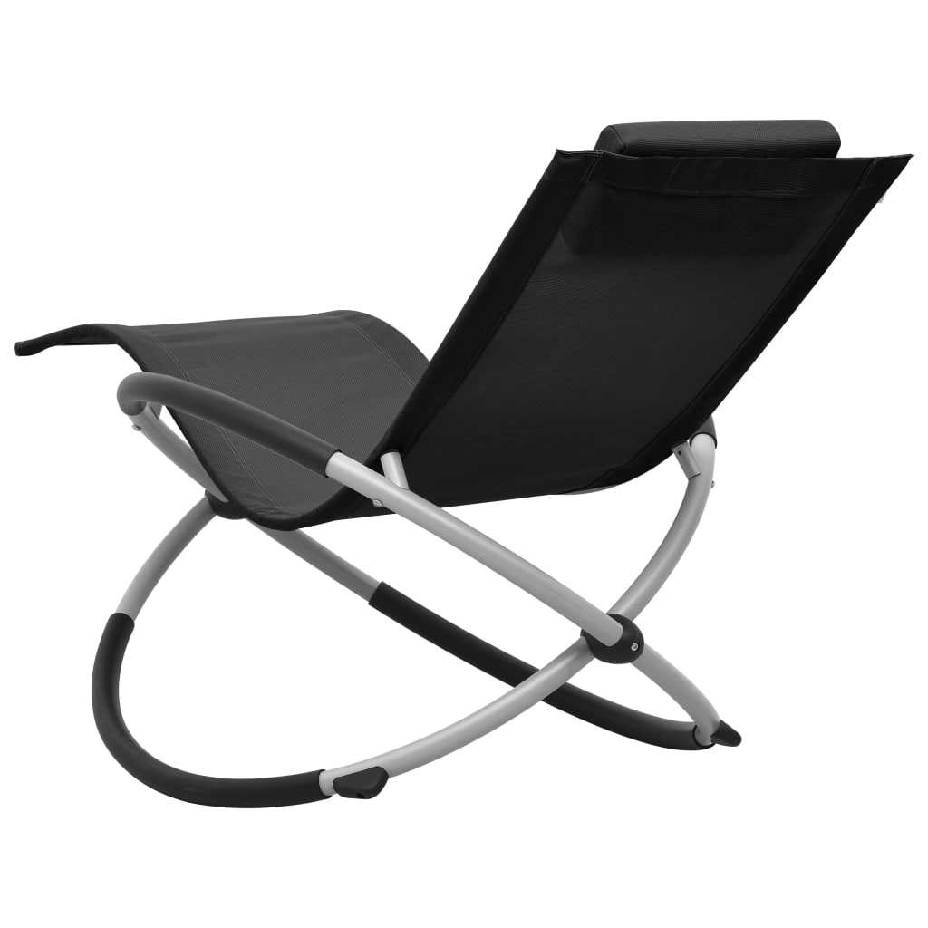 Children's Sun Lounger Steel Black