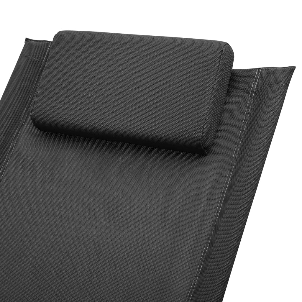 Children's Sun Lounger Steel Black