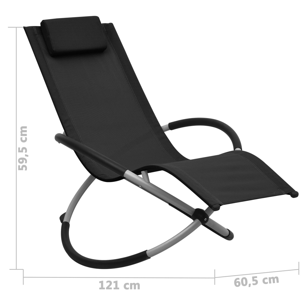 Children's Sun Lounger Steel Black