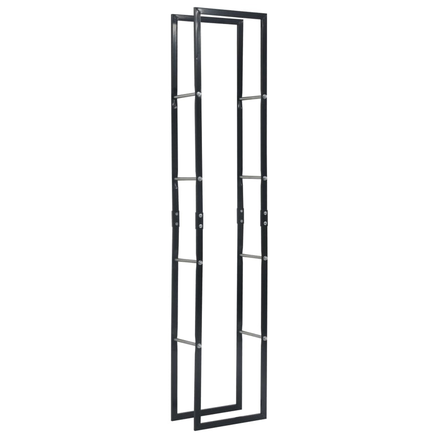 Firewood Rack Black 40x25x200 cm Steel