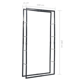 Firewood Rack Black 100x25x200 cm Steel - Close-Up Angle