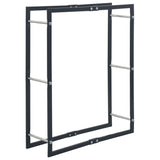 Firewood Rack Black 80x25x100 cm Steel - Front View