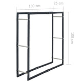Firewood Rack Black 100x25x100 cm Steel