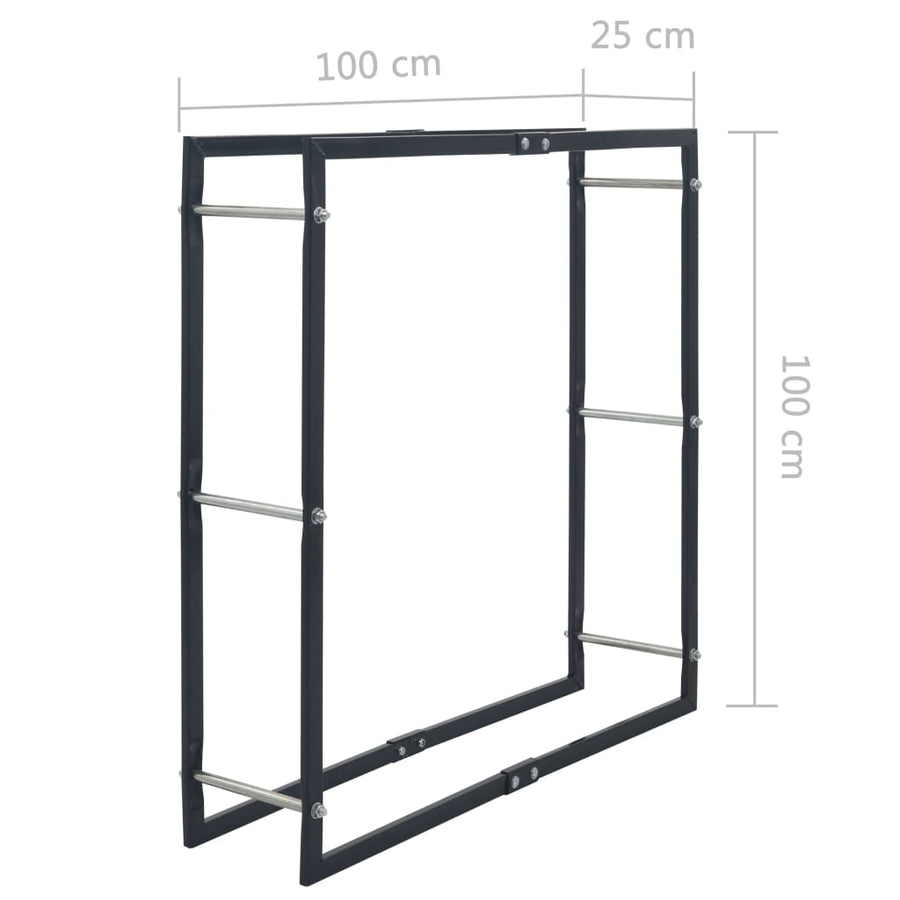 Firewood Rack Black 100x25x100 cm Steel