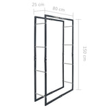Firewood Rack Black 80x25x150 cm Steel - Close-Up Angle