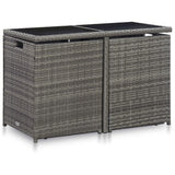 3 Piece Bistro Set with Cushions Poly Rattan Grey - Front View