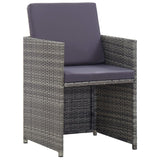 3 Piece Bistro Set with Cushions Poly Rattan Grey - Top-Down View