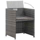 3 Piece Bistro Set with Cushions Poly Rattan Grey - 45-Degree Angle
