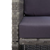 3 Piece Bistro Set with Cushions Poly Rattan Grey - Rear View