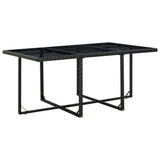 11 Piece Outdoor Dining Set with Cushions Poly Rattan Black - Side View