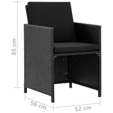 11 Piece Outdoor Dining Set with Cushions Poly Rattan Black - Rear View