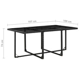 11 Piece Outdoor Dining Set with Cushions Poly Rattan Black - Close-Up Angle