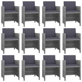 13 Piece Outdoor Dining Set with Cushions Poly Rattan Anthracite - Front View