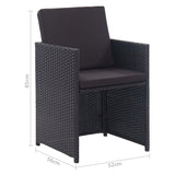 13 Piece Outdoor Dining Set with Cushions Poly Rattan Black - Extra Image