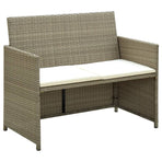 2 Seater Garden Sofa with Cushions Beige Poly Rattan