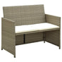 2 Seater Garden Sofa with Cushions Beige Poly Rattan