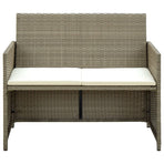 2 Seater Garden Sofa with Cushions Beige Poly Rattan
