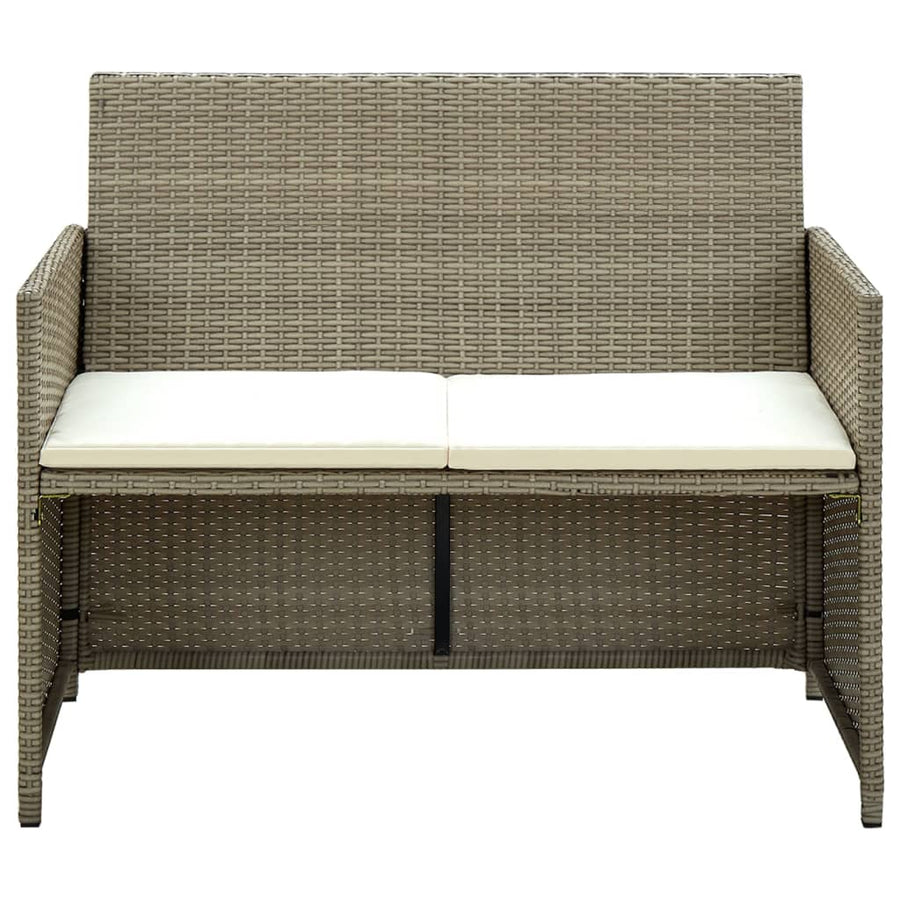 2 Seater Garden Sofa with Cushions Beige Poly Rattan