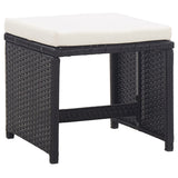 Garden Stools 2 pcs with Cushions Poly Rattan Black - Front View