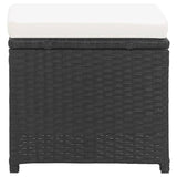 Garden Stools 2 pcs with Cushions Poly Rattan Black