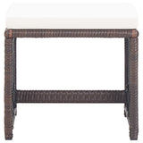 Garden Stools 2 pcs with Cushions Poly Rattan Brown - Side View