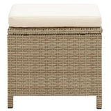 Garden Stools 2 pcs with Cushions Poly Rattan Beige