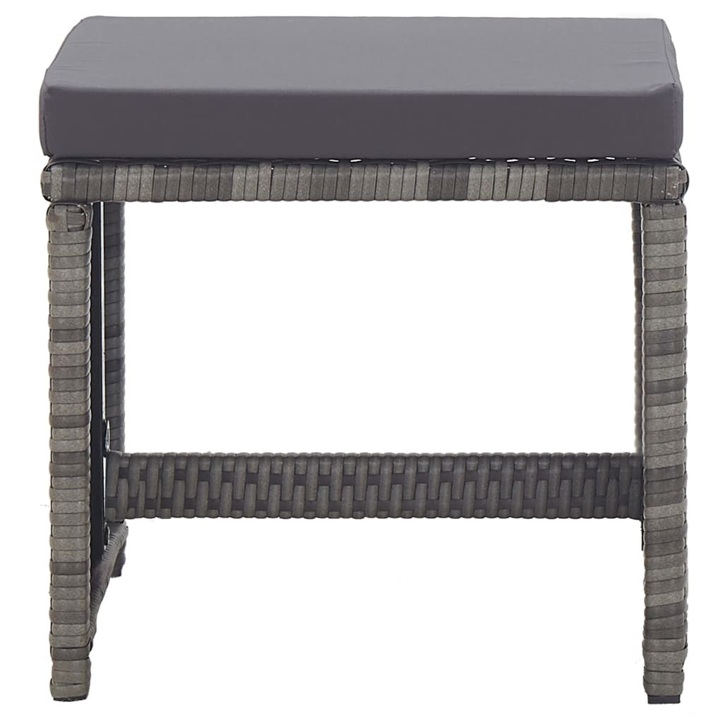 Garden Stools 2 pcs with Cushions Poly Rattan Anthracite