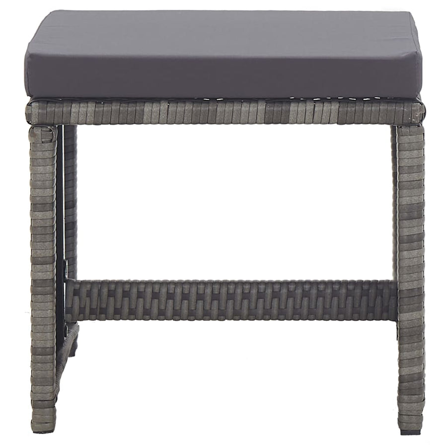 Garden Stools 2 pcs with Cushions Poly Rattan Anthracite