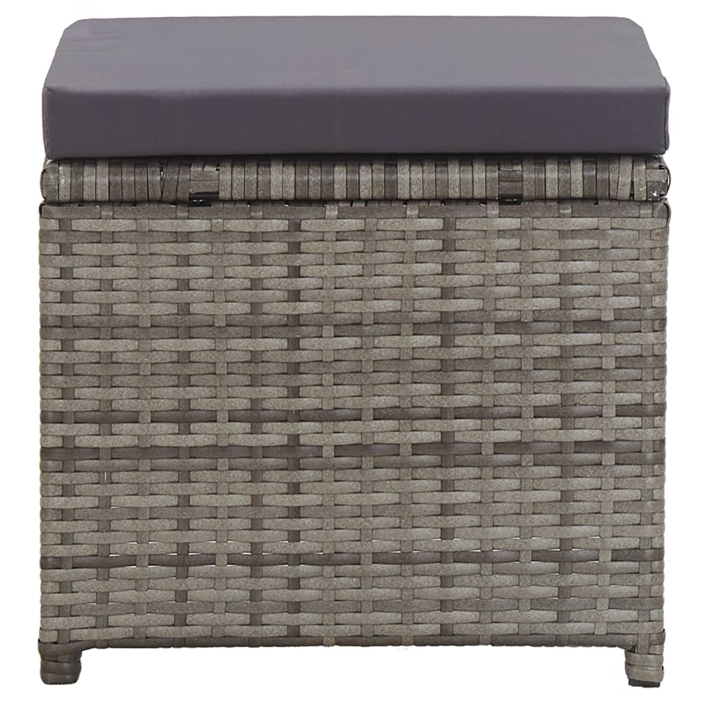 Garden Stools 2 pcs with Cushions Poly Rattan Anthracite