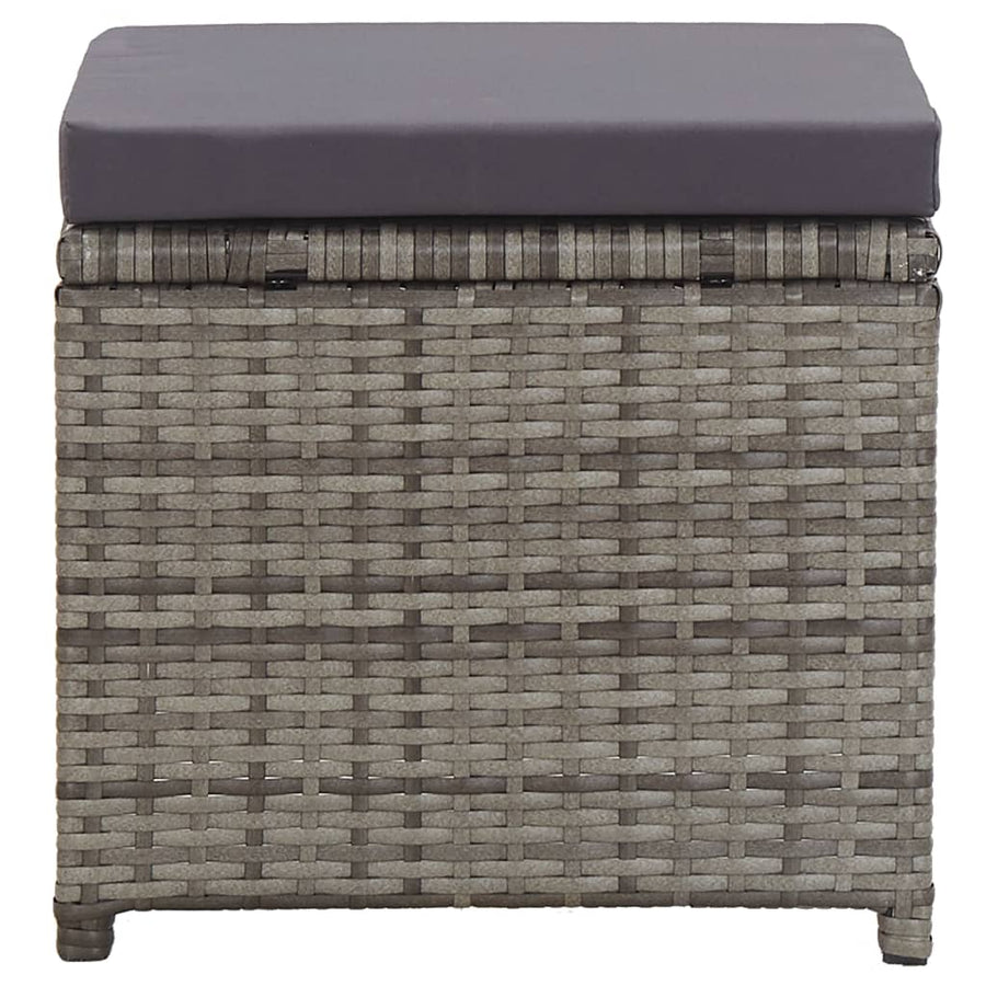Garden Stools 2 pcs with Cushions Poly Rattan Anthracite